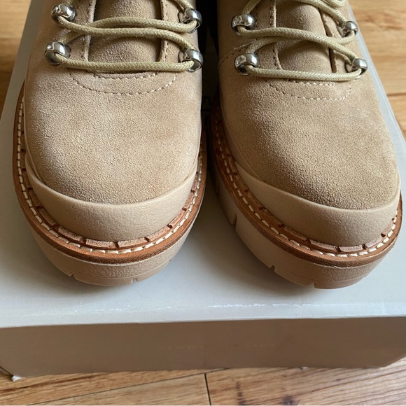 NEW Marc Fisher Cade Shearling Lace Up Combat Bootie in Light Natural 8 - Picture 6 of 11